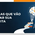 Uma imagem abstrata e dinâmica com elementos visuais de aprendizado e orientação, como um caminho estilizado do conhecimento ou ideias interconectadas, representando o tema '3 Dicas Que Vão Mudar Sua Escrita'.
